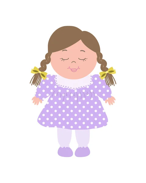 Muñeca Con Vestido Morado Juguete Para Chicas Ilustración Vectorial Sobre — Archivo Imágenes Vectoriales