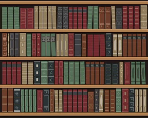 Boekenplank Met Boeken Oude Boeken Planken Bibliotheek Van Retro Boeken — Stockvector