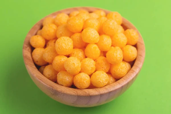 Cheese Puff Balls in Wooden Bowl on Light Background Stock Image - Image of  fried, cereal: 133510255