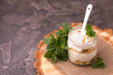 Hindistan cevizi bisküvi tatlı ricotta ile nane. Yoğurt Kahvaltı