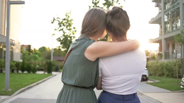 Vackra lgbt par är glada att njuta av kärlek och romantiska ögonblick när solnedgången på kvällen. — Stockvideo