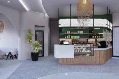 Geniş bir kafe barın içi