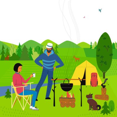 İzole kamp ateşi simgesi