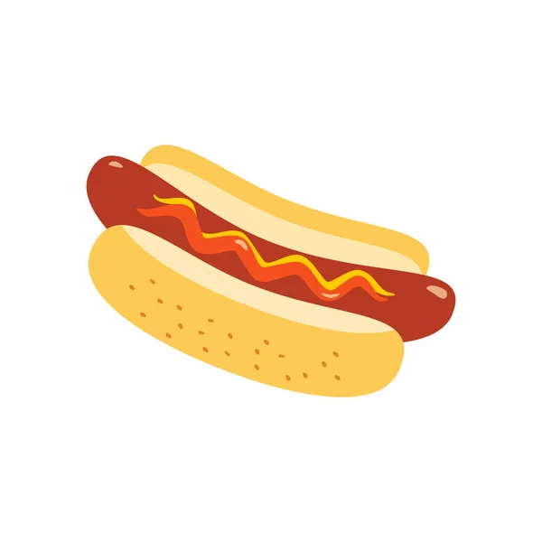 Hot Dog im Brötchen-Symbol — Stockvektor
