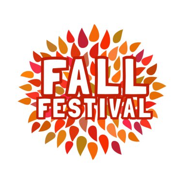 Güz Festivali kavramı. Tipografi poster. Fantezi mektupları, beyaz arka plan üzerinde izole renkli sonbahar yaprakları. Sonbahar Sonbahar Festivali davet. Adil hoş geldiniz afiş afiş şablon. Vektör çizim