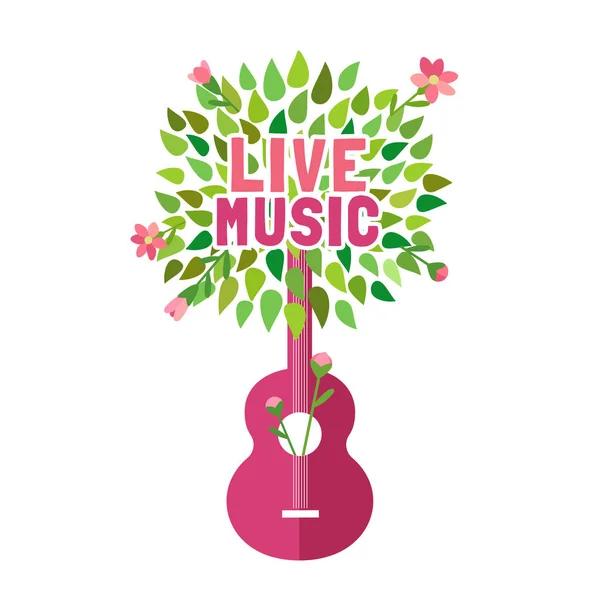 Modèle Pour Affiche Musicale Emblème Logo Silhouette Guitare Acoustique Conception — Image vectorielle