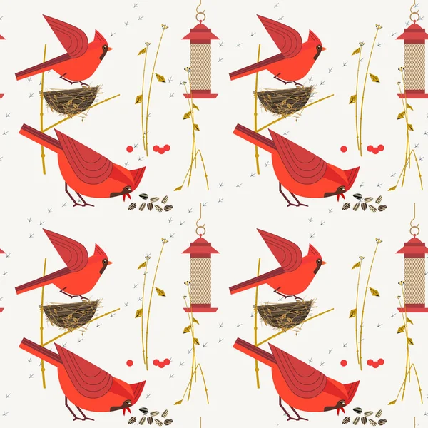 Vzorek ptáků Kardinál červený — Stockový vektor