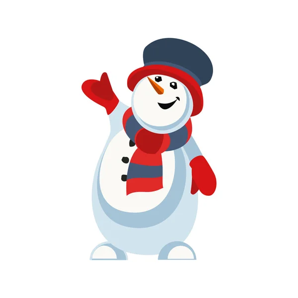 Lindo icono muñeco de nieve — Vector de stock