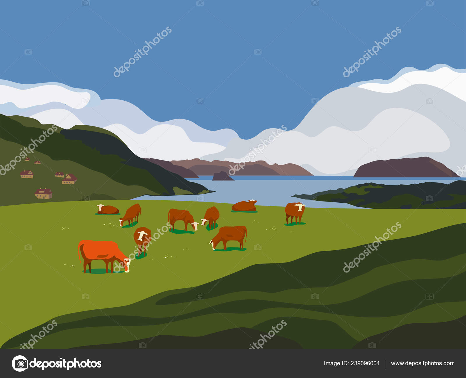 Nature Outdoor Valley Landscape Colorful Cartoon Farming Herd Brown Cows Stock Vector Image by © #239096004 Nature Outdoor Valley Landscape Colorful Cartoon Farming Herd Brown Cows Stock Vector Image by © #239096004