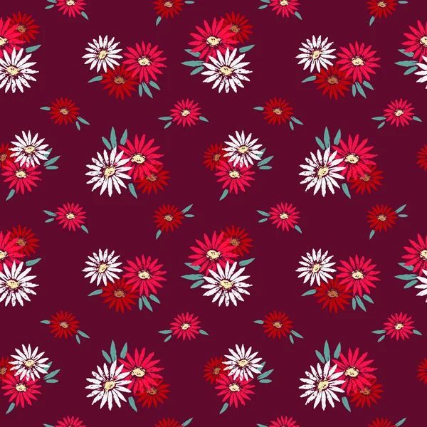 Çiçek el çekilmiş seamless modeli. Canlı renk soyut çiçek kalın. Çiçek dekoratif arka plan. Kağıt, duvar kağıdı, kumaş sarma şablonu. Paketleme, web yazdırma projeleri vectror illüstrasyon