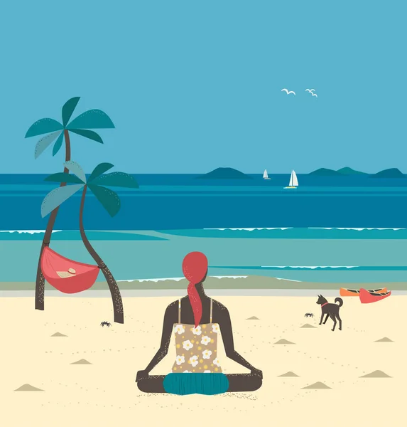 Verano de ocio y descanso junto al mar — Vector de stock