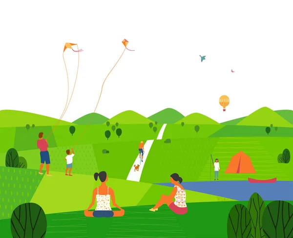 Naturaleza al aire libre actividad de ocio — Vector de stock