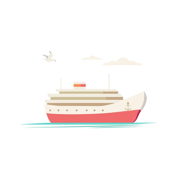 Výletní loď liniové plochou dlaně nakreslené designový prvek — Stockový vektor