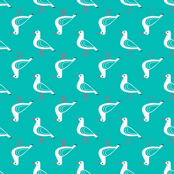 Hand drawn cute seagull seamless pattern — Stock Vector