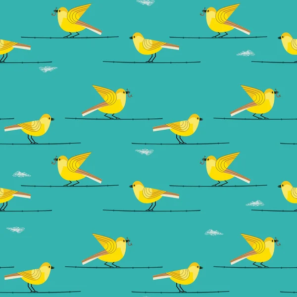 Hand drawn birds seamless pattern