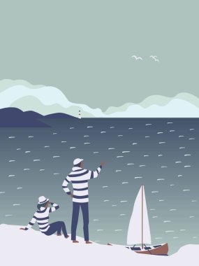 Seaside arka plan. Yeni ufuklar keşif