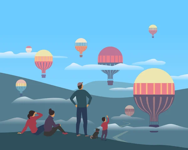 Heißluftballonfahrt — Stockvektor