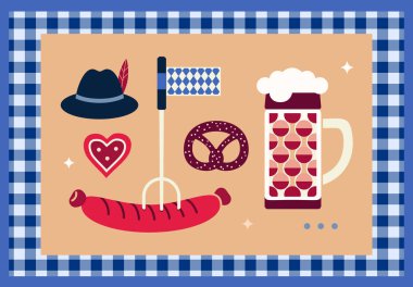 El çizilmiş Oktoberfest tasarım elemanları