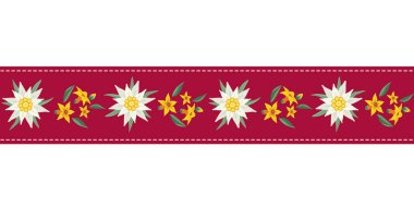 Edelweiss dikişsiz desen el çizilmiş şerit