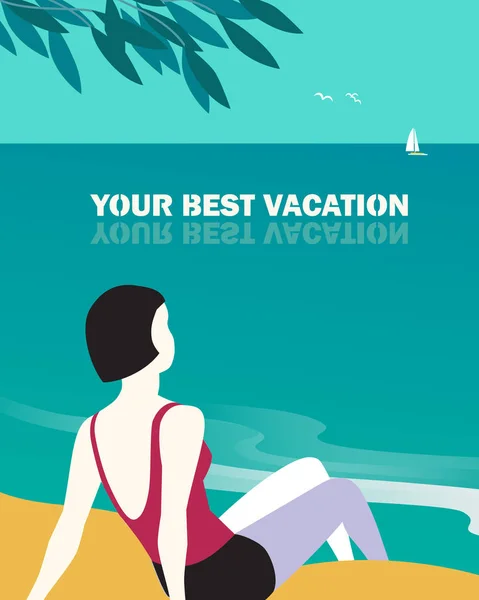 最好的暑假手绘平面海报 — 图库矢量图片