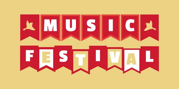 Festival di musica lettere disegnate a mano piatto cartello vettoriale — Vettoriale Stock