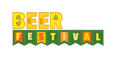 Bira fest el düz renk vektör yazı çizilmiş