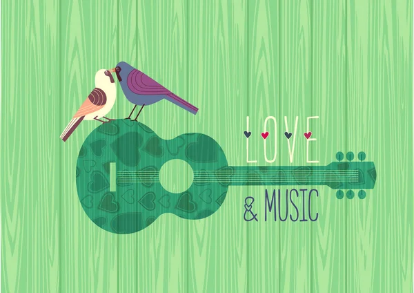 Modèle d'affiche vectoriel couleur plate Love music design — Image vectorielle
