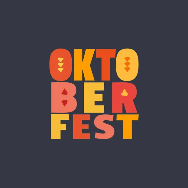 Oktoberfest mão desenhada vetor plana cor letras tabuleta —  Vetores de Stock