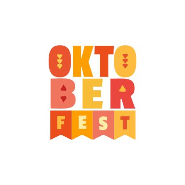Oktoberfest el çizilmiş düz renk vektör yazı