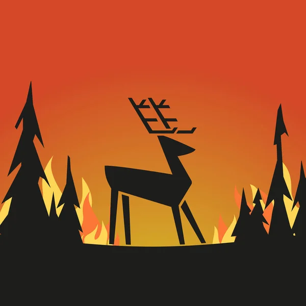 森林火災を防ぐフラットカラーベクトルアイコン — ストックベクタ