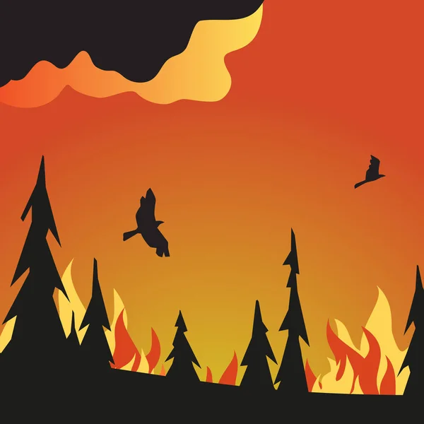 Prevenir incendios forestales icono vector de color plano — Vector de stock