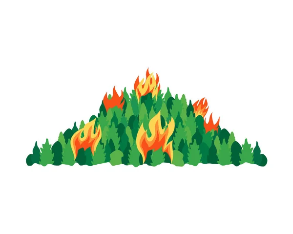 Incendios forestales árboles desastre vector plano icono — Vector de stock