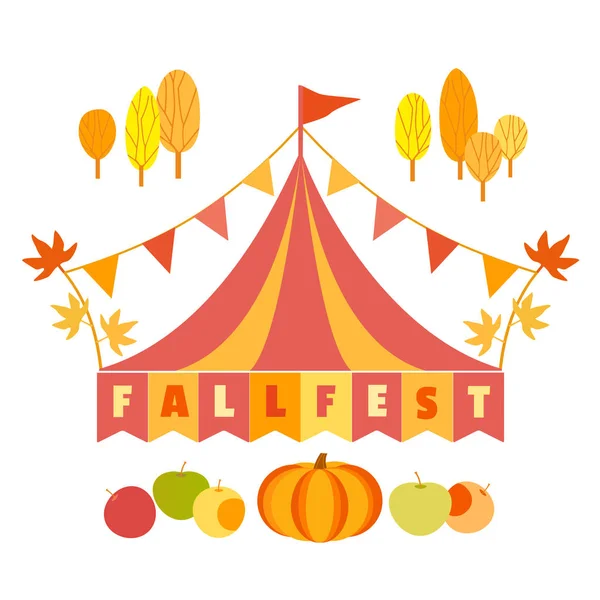 手绘秋季节日帐篷简单平面颜色矢量图标 — 图库矢量图片