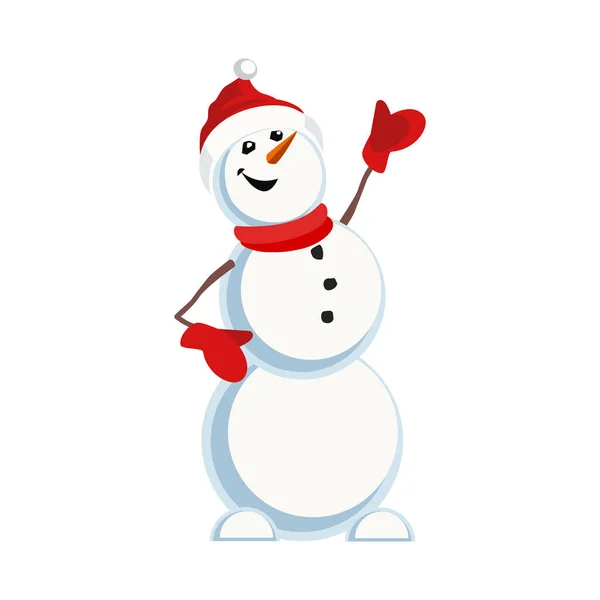 Lindo muñeco de nieve dibujado a mano icono vector — Vector de stock