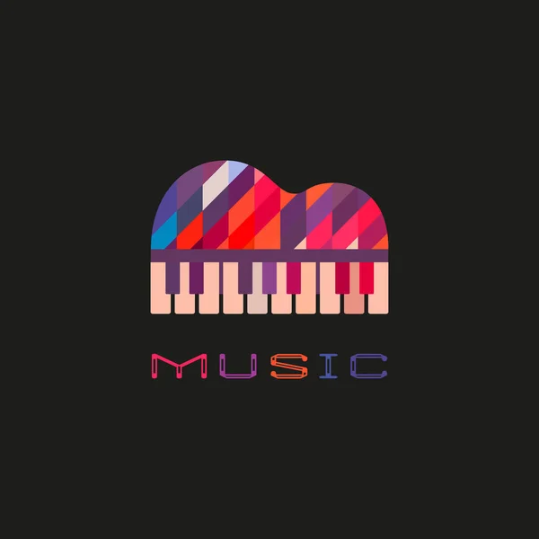 Piano clavier dessiné à la main plat coloré icône vectorielle de musique — Image vectorielle