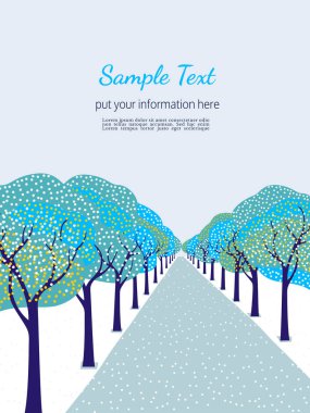 Şehir parkında kış mevsimi düz renk vektör posteri