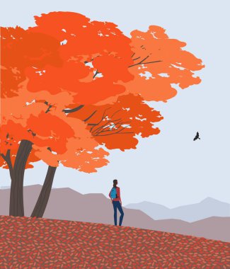 Sonbahar dağları düz renk vektörü