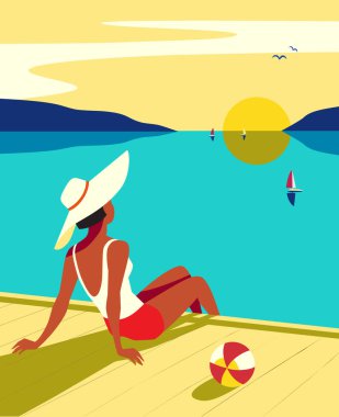 Deniz kenarı taşıyıcı posterine seyahat