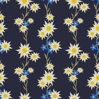 Çiçekli el, Edelweiss ile kusursuz desen çizdi.