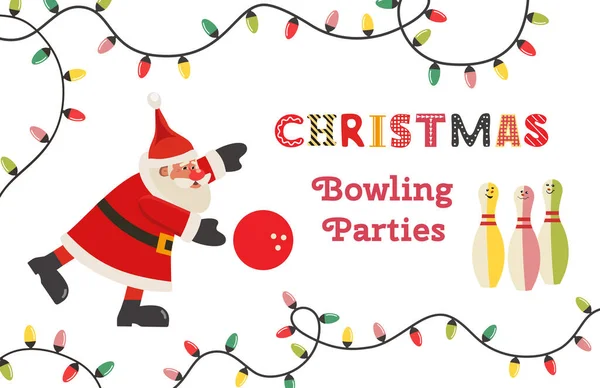 Template Design Poster Weihnachten Bowling Vektor — Stockvektor