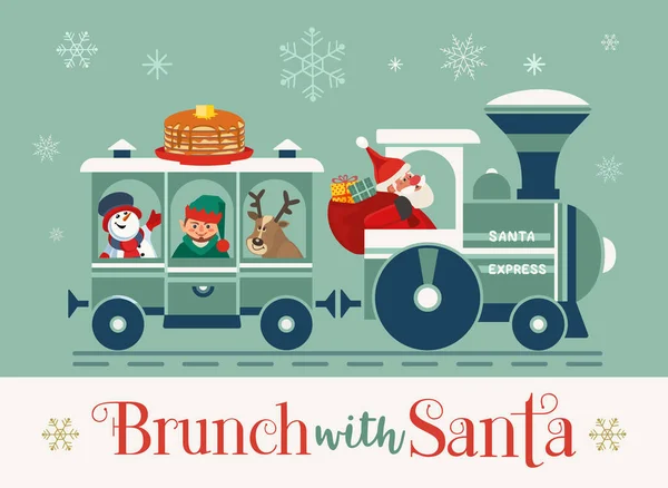 Brunch con poster piatto vettore Santa Fancy Holiday — Vettoriale Stock