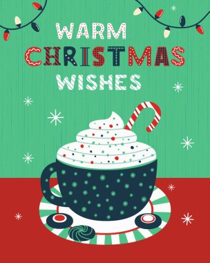 Sıcak Noel dilekleri kakao kabı taşıyıcı posteri