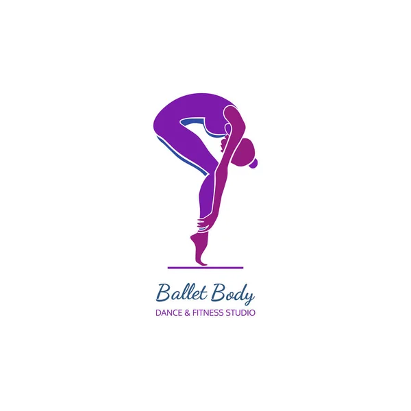 Dance Icon Concept Ballet Body Studio Logo Design Template Character — Stock Vector