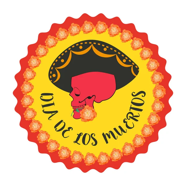 Meksikalı Dia Los Muertos Ölü Şeker Kafatası Günü Çiçekler Geleneksel — Stok Vektör