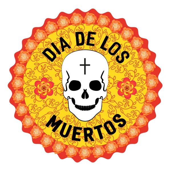 Mexikanischer Dia Los Muertos Tag Der Toten Zuckerschädel Blumen Traditionelle — Stockvektor