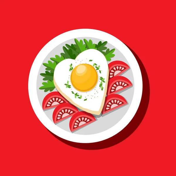 Έννοια Εικονίδιο Τροφίμων Τηγανητό Βότανο Ντομάτας Σχήμα Αυγού Ελεύθερο Σχέδιο — Διανυσματικό Αρχείο