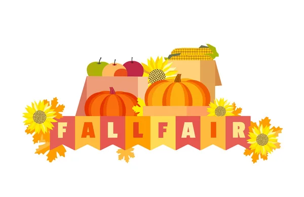 Fall Fair Hand Drawn Typographic Vector Element Hezká Písmena Vlajky — Stockový vektor