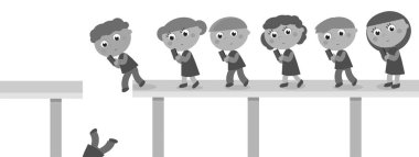 bir cep telefonu ile hipnotize çocuklar bir köprüden düşmek