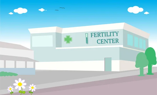 Clínica Fertilidade Ivf Hospital Edifício Vetor Ilustração —  Vetores de Stock