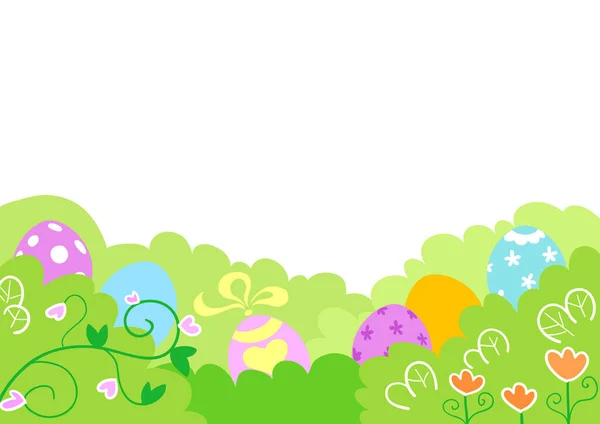 Cartoon Bush Decorated Easter Eggs Flowers Isolated White Background Illustration — Stock Photo, Image